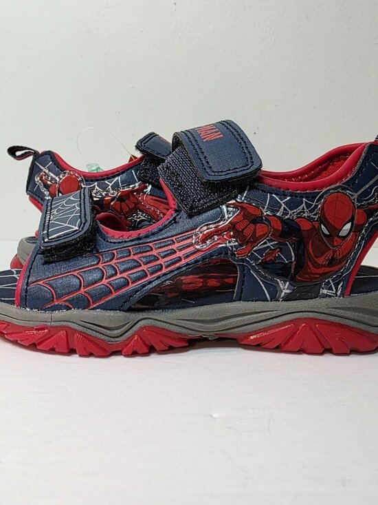 Spider-Man Toddler Boy Light Up Sandals Shoes Sz 6 Marvel Comic Blue Gray - Picture 1 of 5